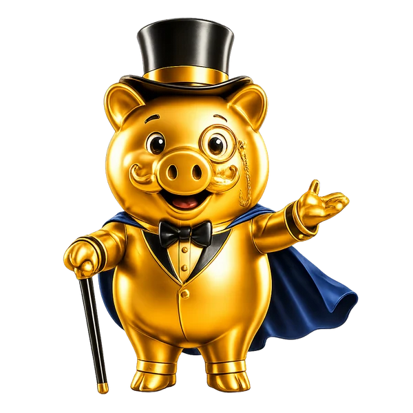 StudioUI golden pig mascot welcoming you to the studio